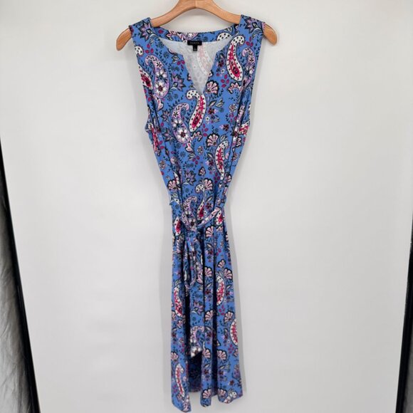 Talbots Effortless Jersey knit Tie Waist Midi Dress Seaside Paisley size large - Picture 5 of 13